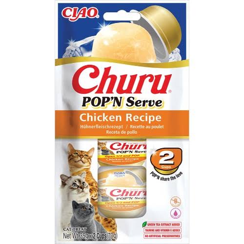 Inaba Churu POP’N Serve Chicken Recipe kanaga maiustus kassidele 2x35g