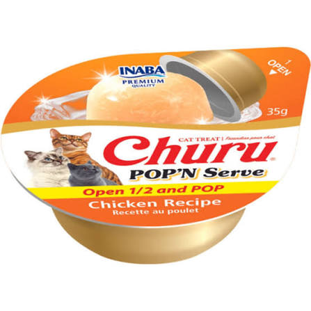 Inaba Churu POP’N Serve Chicken Recipe kanaga maiustus kassidele 2x35g - Pilt 3